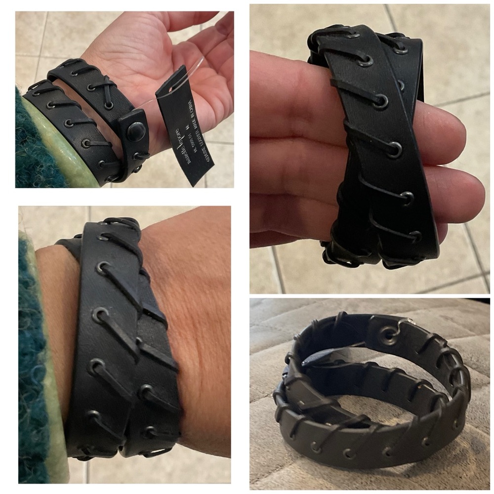 Genuine Leather Whipstitch Wrap Bracelet